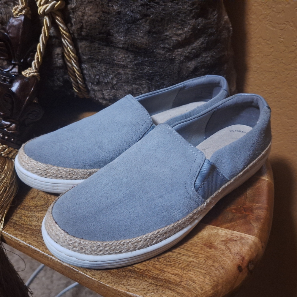 Clarks Light Gray Slip-On Loafers